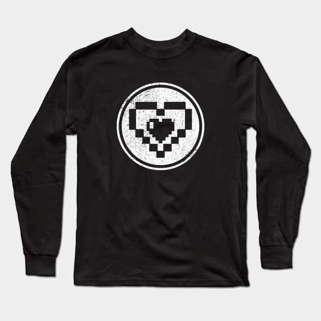 8 Bit Heart Old School Gamer Long Sleeve T-Shirt by Muzehack